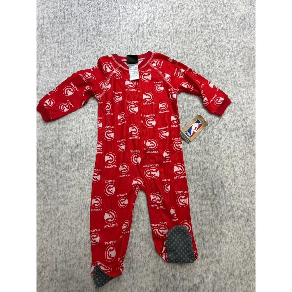 NBA Atlanta Hawks Red Fleece‎ Footed Sleeper Pajamas Infant 18M KNG-2286Y HA